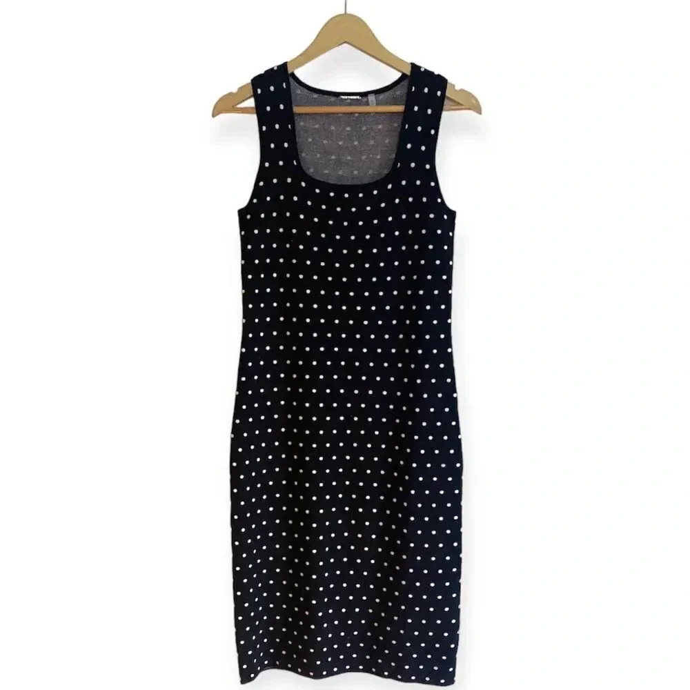 Elie Tahari Polka Dot Sleeveless Sweater Dress